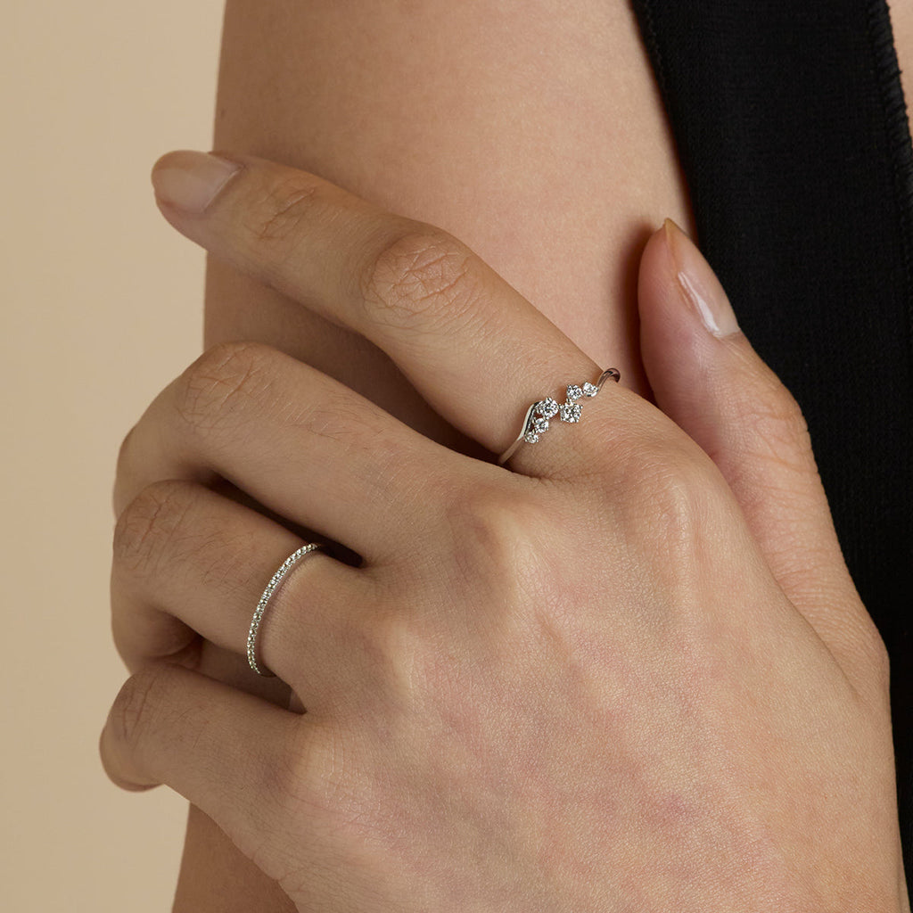 Diamond Cluster Ring in Solid White Gold