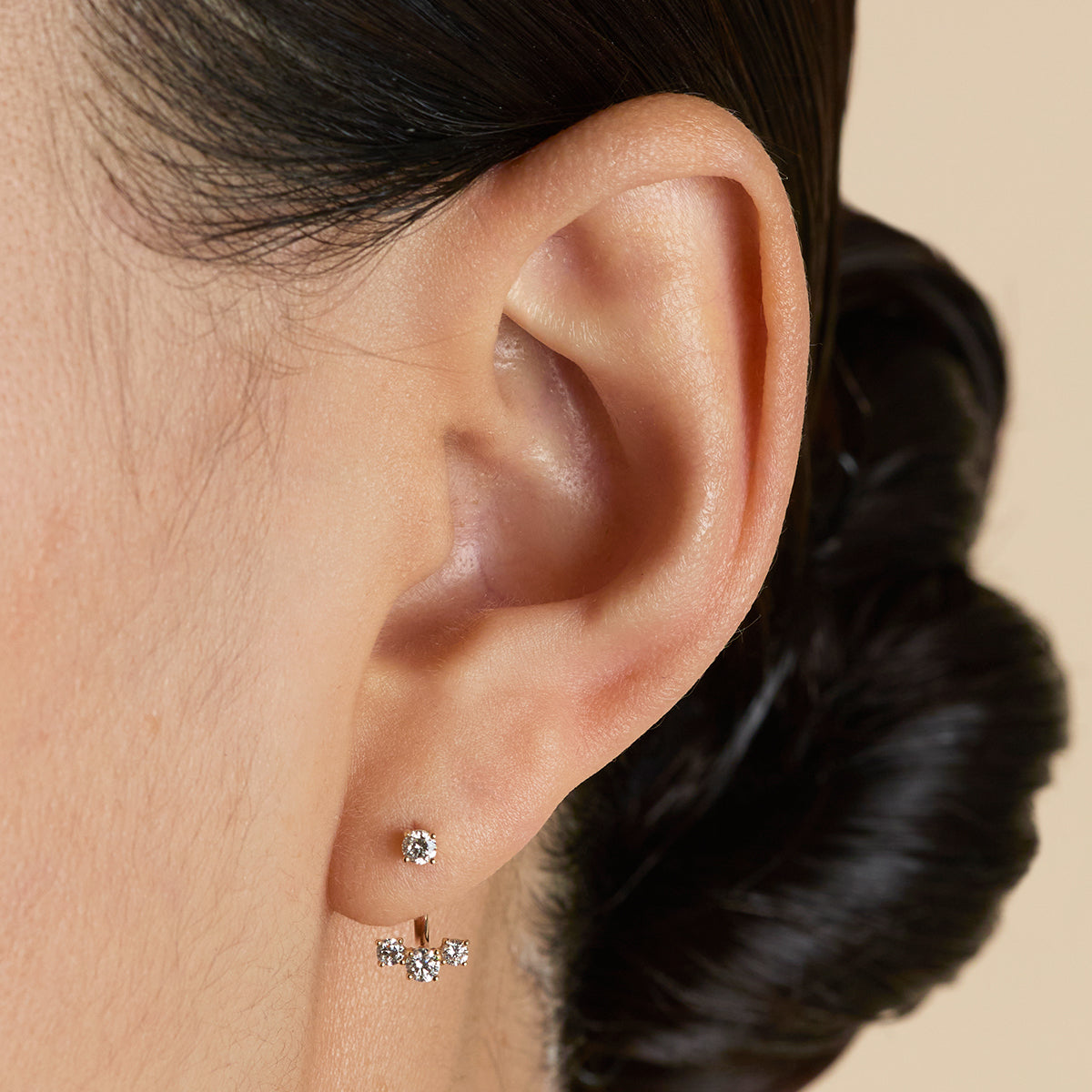 Diamond Trio Ear Jacket in Solid Gold