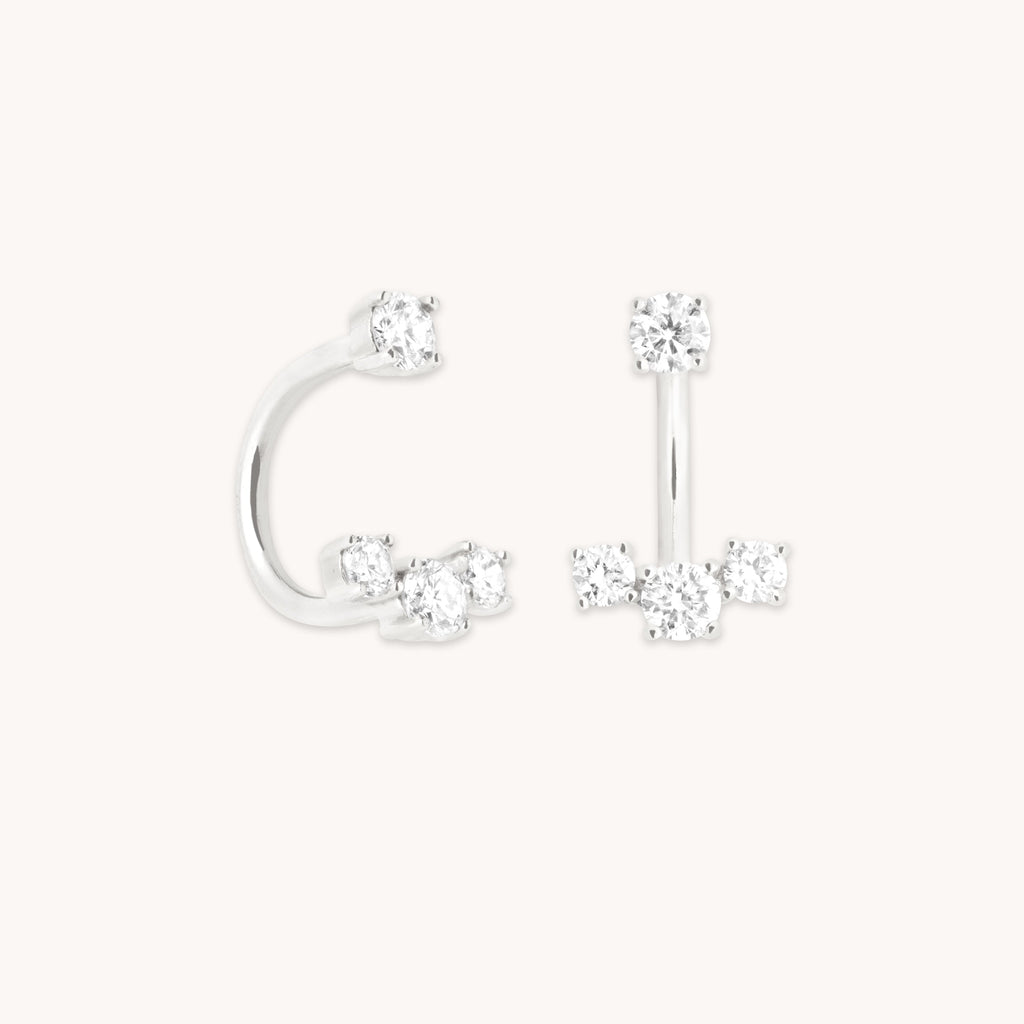 Diamond Trio Ear Jacket in Solid White Gold
