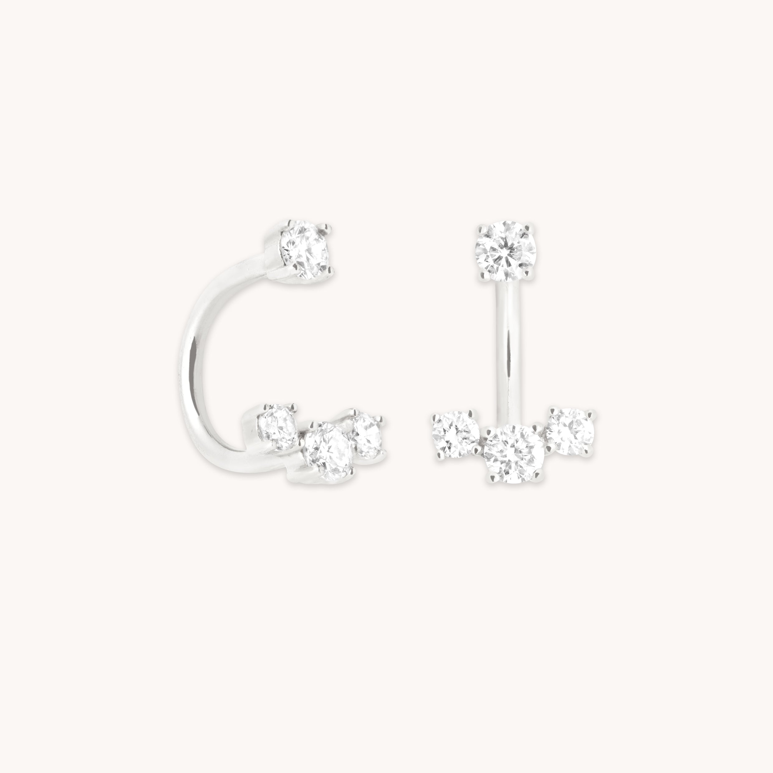 Diamond Trio Ear Jacket in Solid White Gold