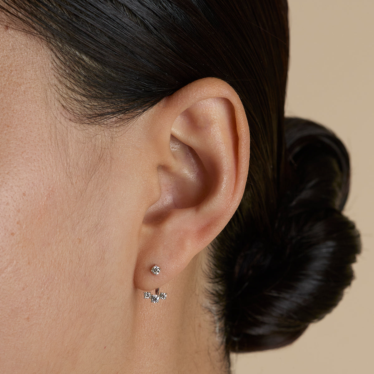 Diamond Trio Ear Jacket in Solid White Gold