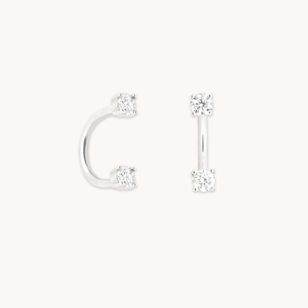Diamond Ear Jacket in Solid White Gold