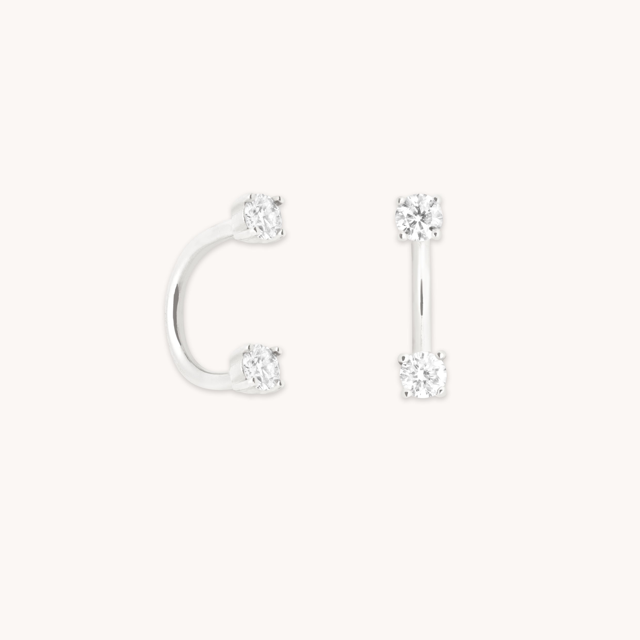Diamond Ear Jacket in Solid White Gold