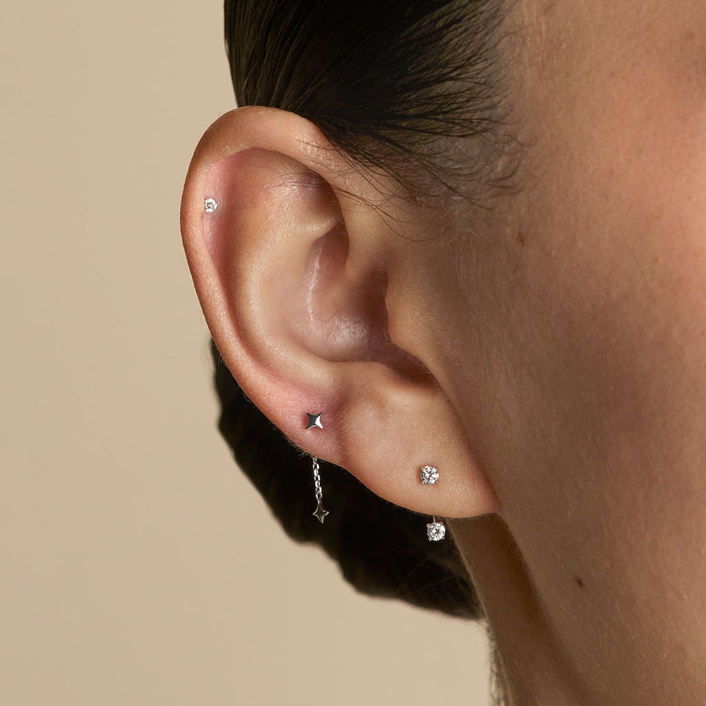 Diamond Ear Jacket in Solid White Gold