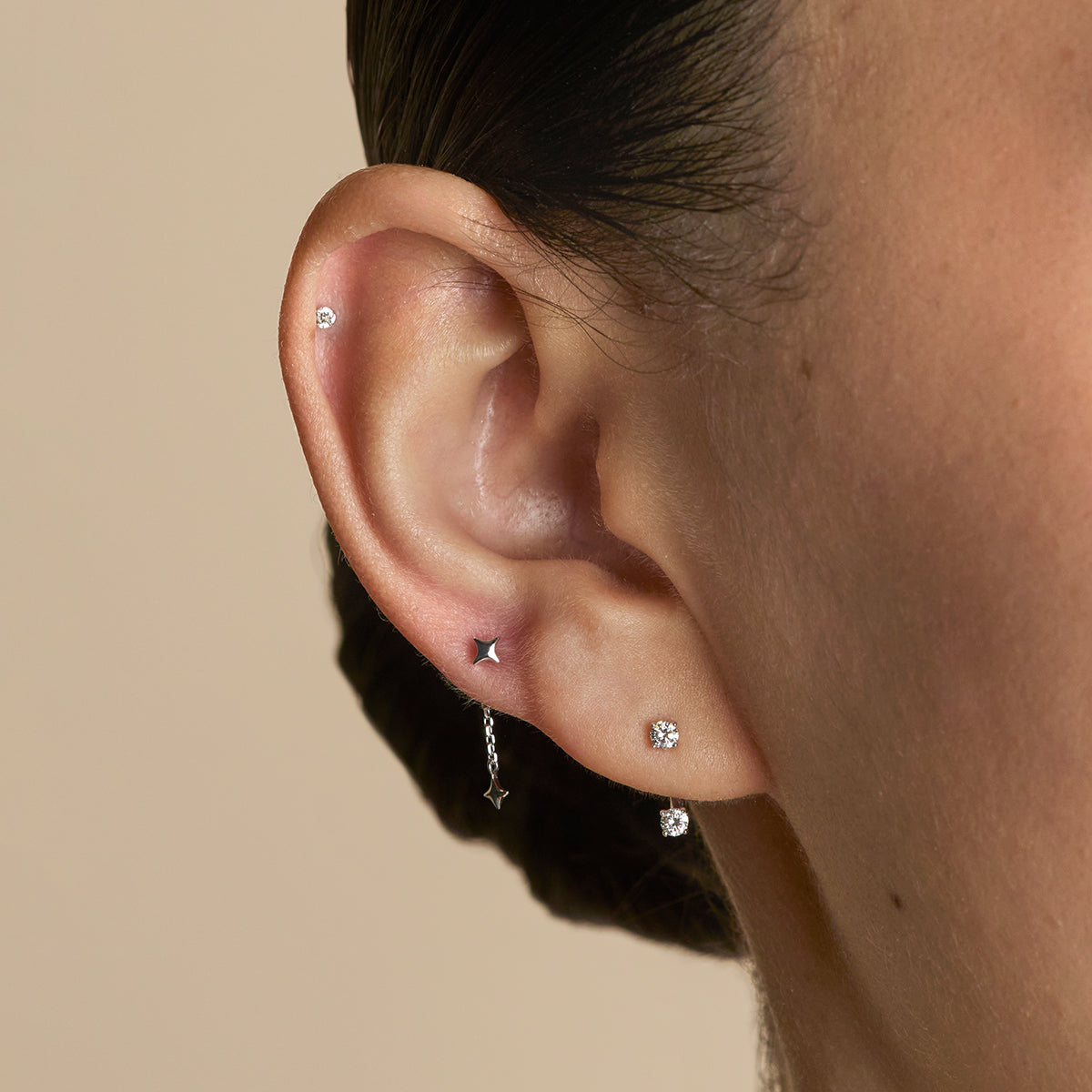 Diamond Ear Jacket in Solid White Gold