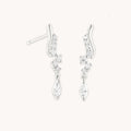 Diamond Wave Charm Studs in Solid White Gold