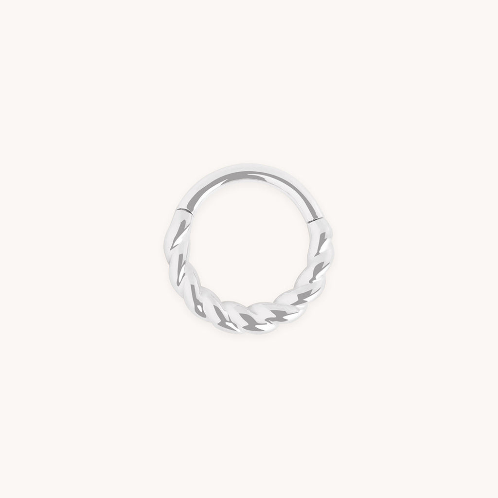 Rope Daith Ring in Solid White Gold