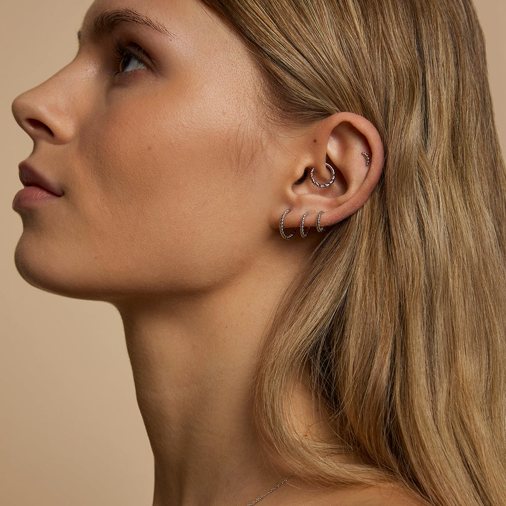 Rope Daith Ring in Solid White Gold