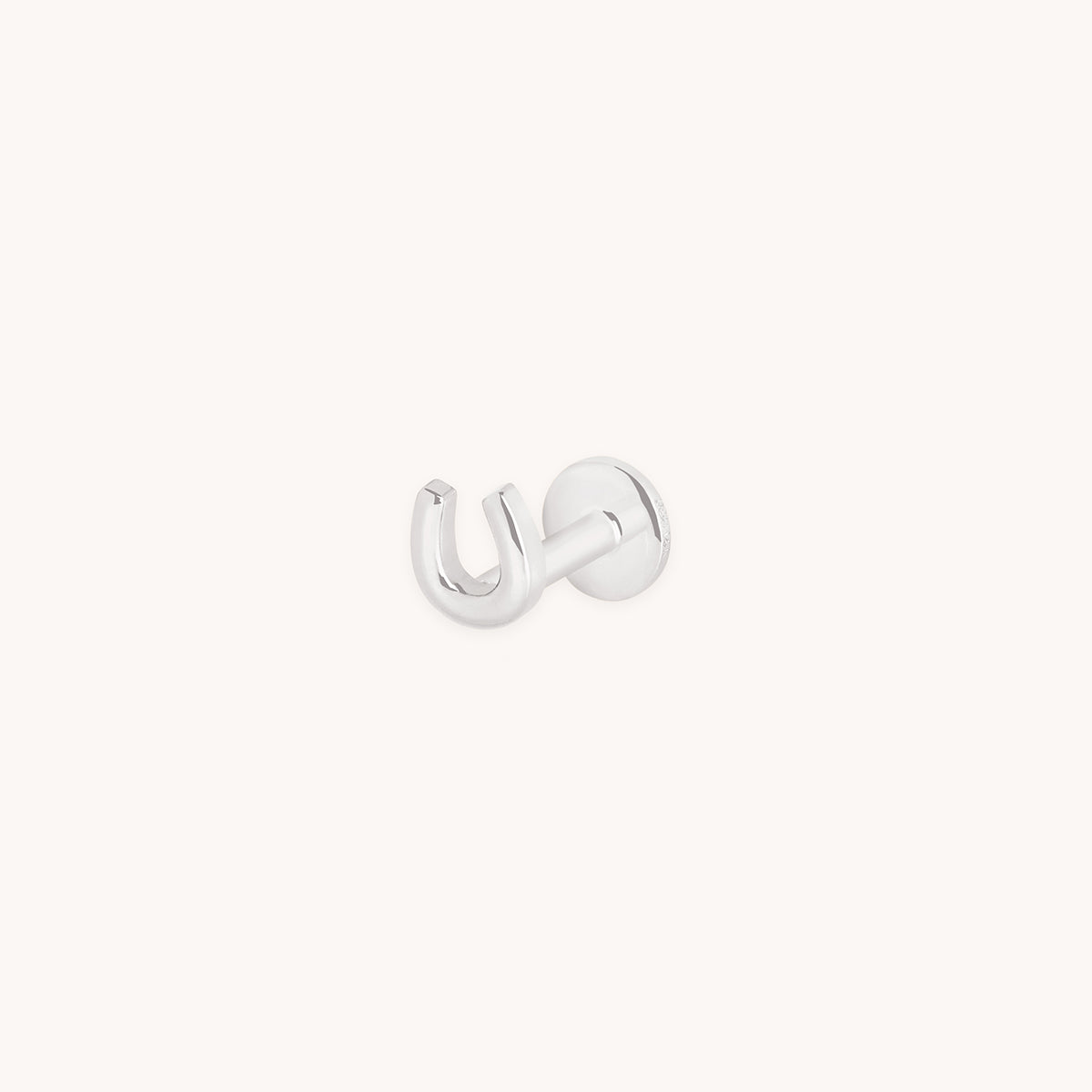 Horseshoe Piercing Stud in Solid White Gold