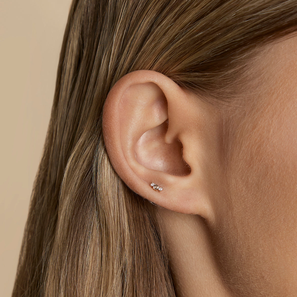 Smokey Quartz Cluster Piercing Stud in Solid White Gold