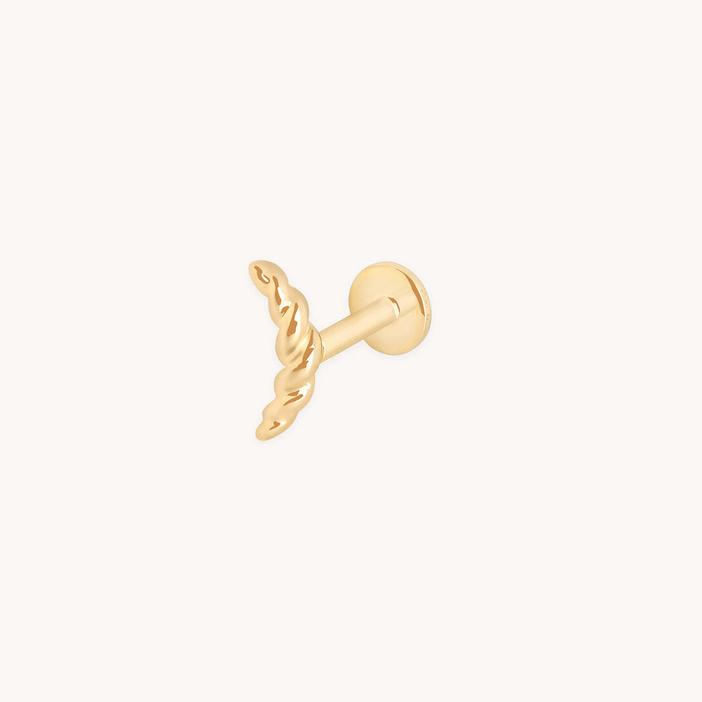 Twisted Rope Curved Piercing Stud in Solid Gold