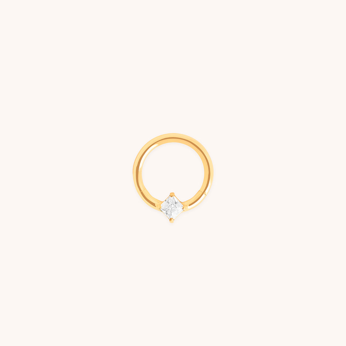 Square Crystal Titanium Daith Hoop in Gold
