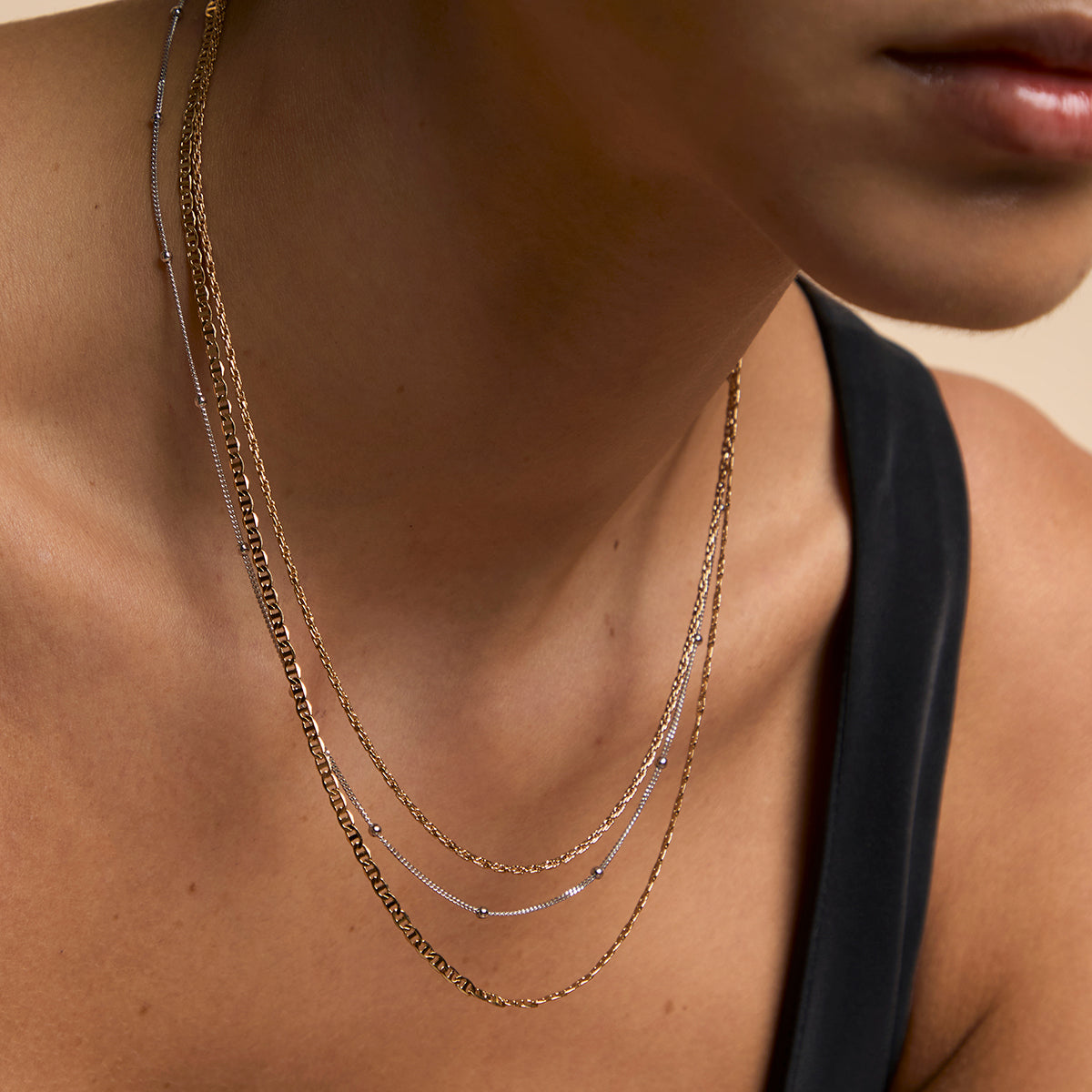 Illusion Double Chain Necklace in Gold