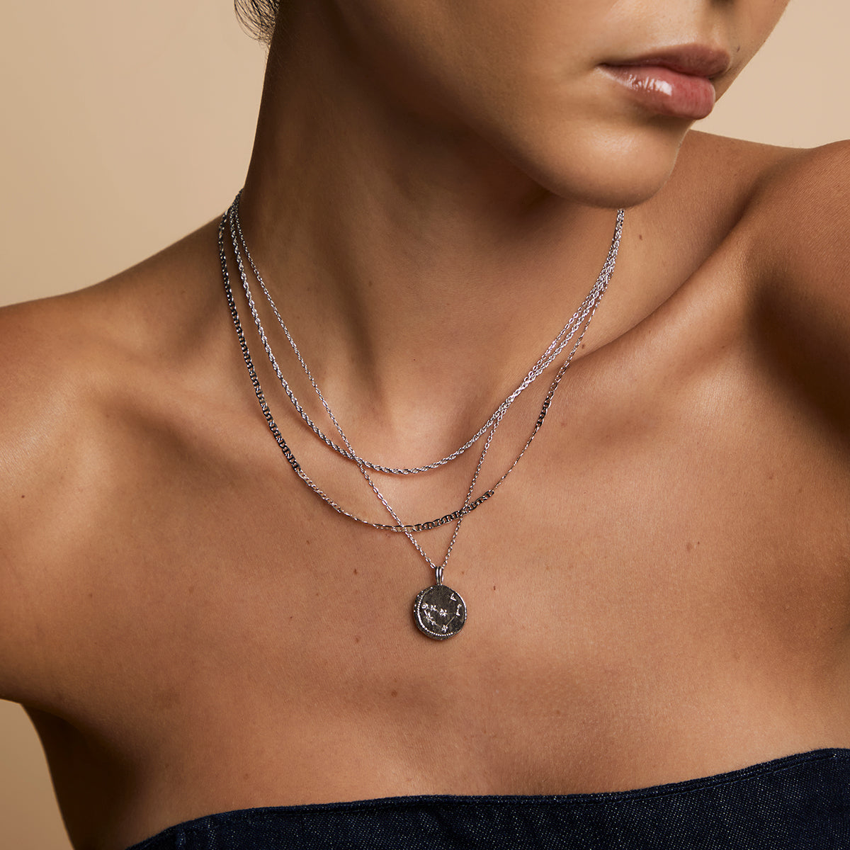 Illusion Double Chain Necklace in Silver