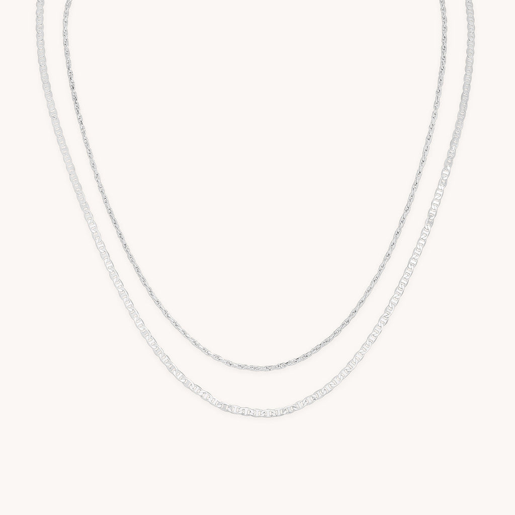 Illusion Double Chain Necklace in Silver