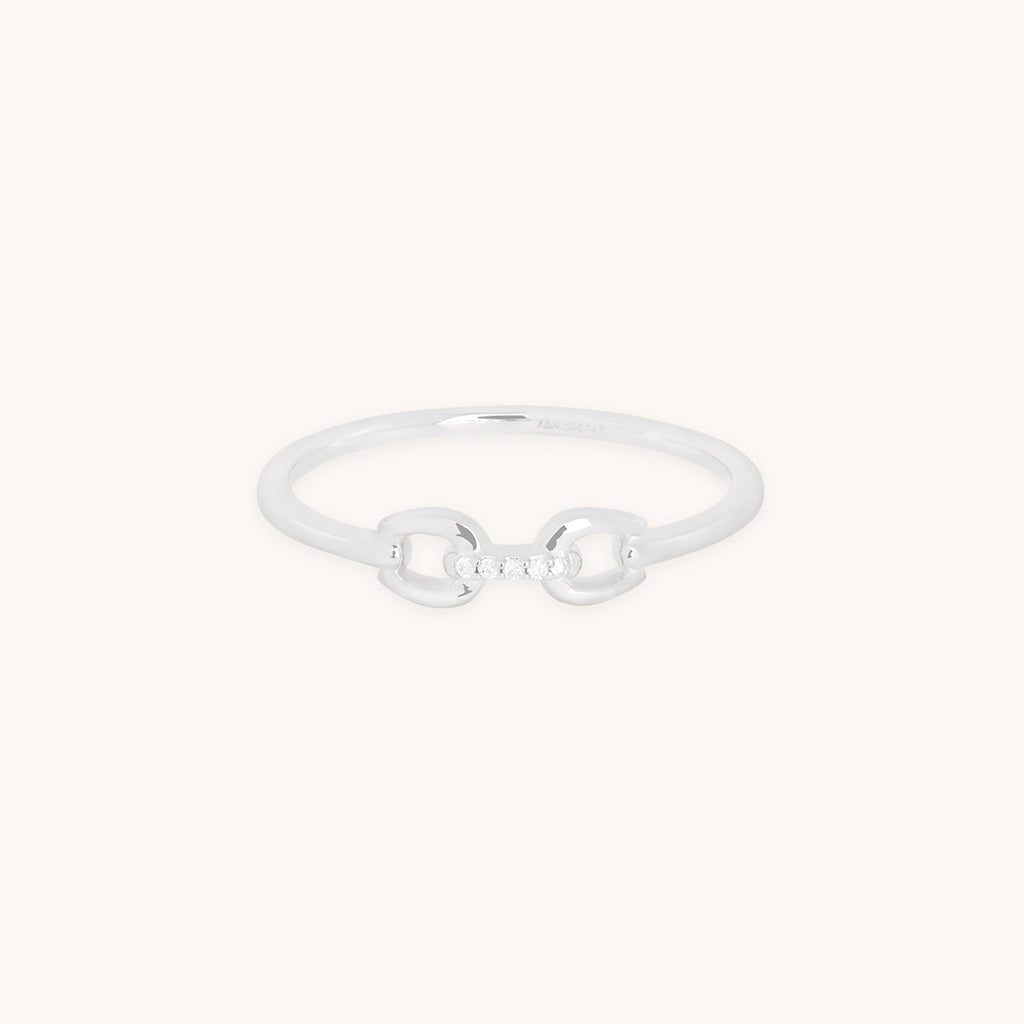 Diamond Hardware Ring in Solid White Gold