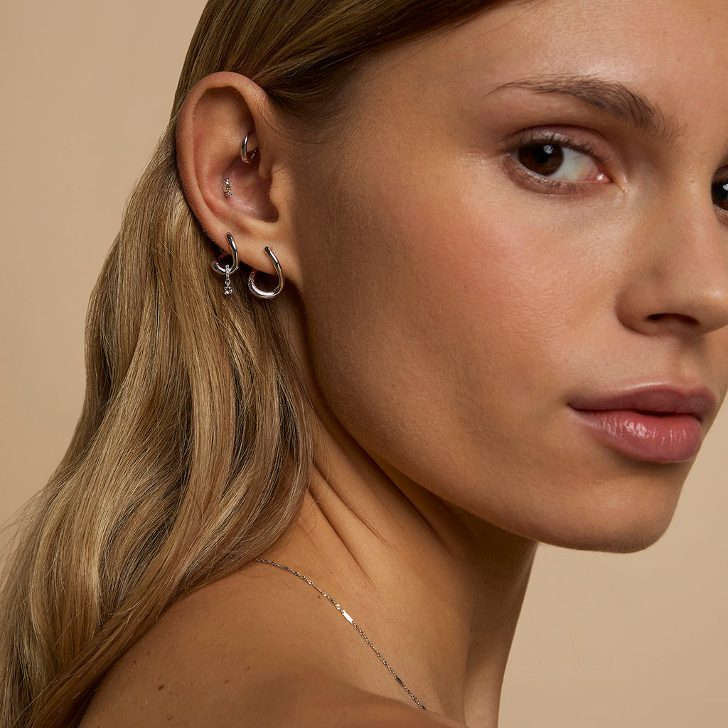 Molten Hoops in Solid White Gold