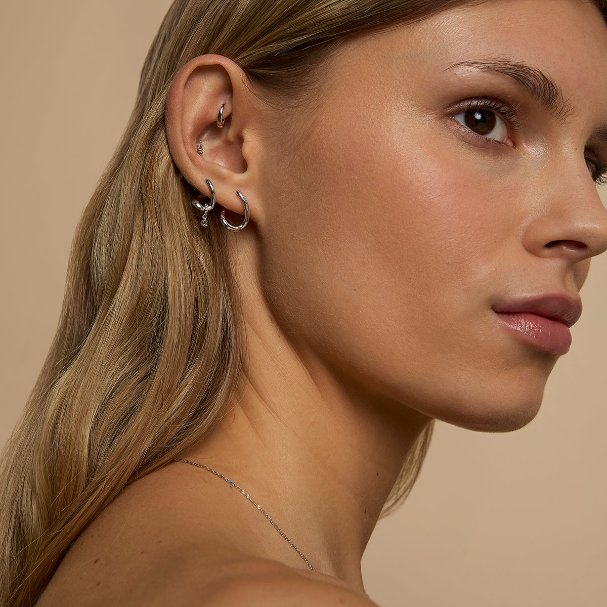 Molten Hoops in Solid White Gold