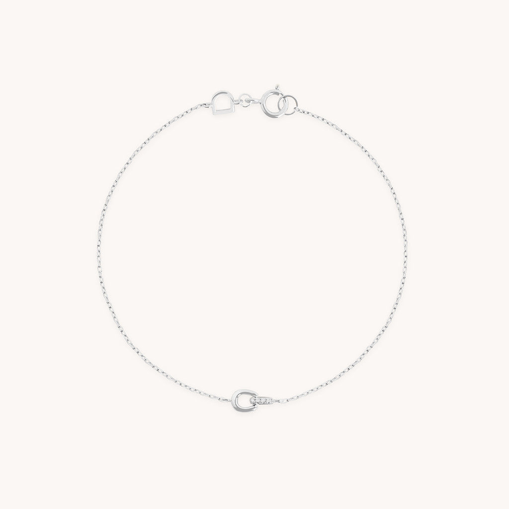Diamond Hardware Pendant Bracelet in Solid White Gold
