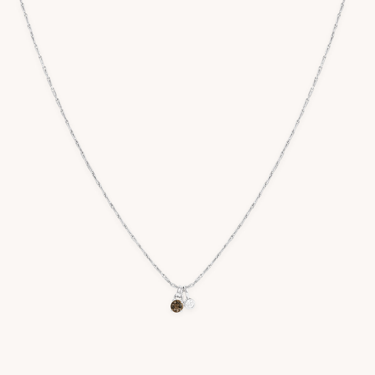 Diamond & Quartz Pendant Necklace in Solid White Gold