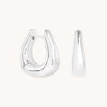Saddle Medium Hoops in Silver