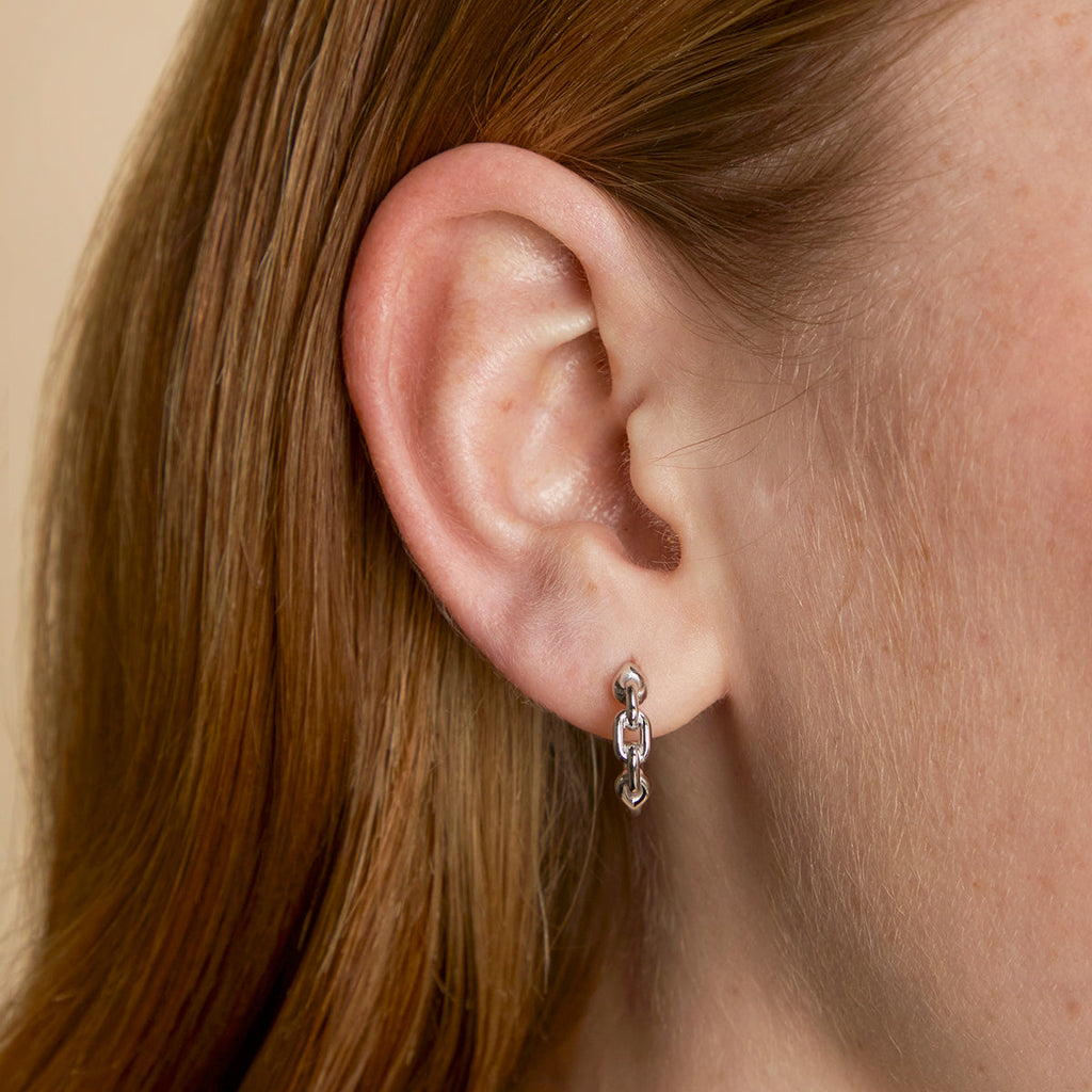 Hardware Link Hoops in Silver