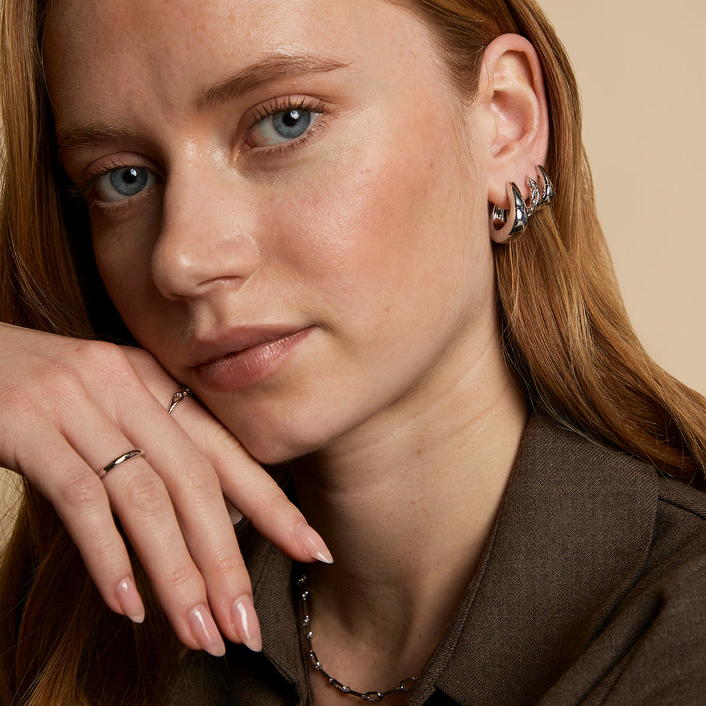 Hardware Link Hoops in Silver