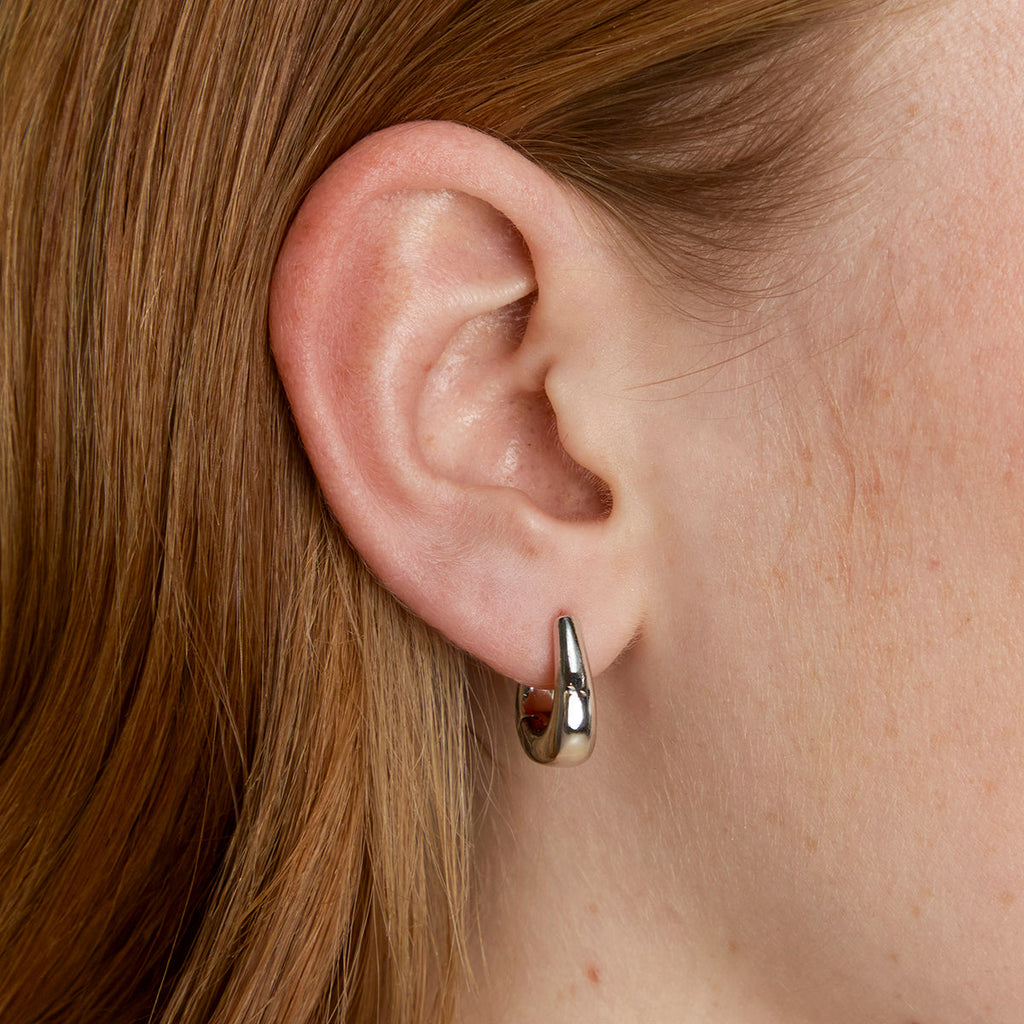 Saddle Small Hoops in Silver