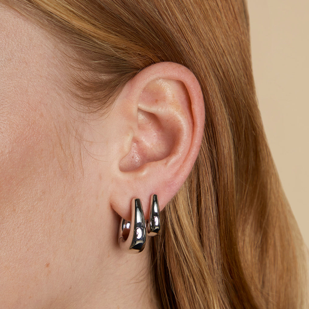 Saddle Small Hoops in Silver