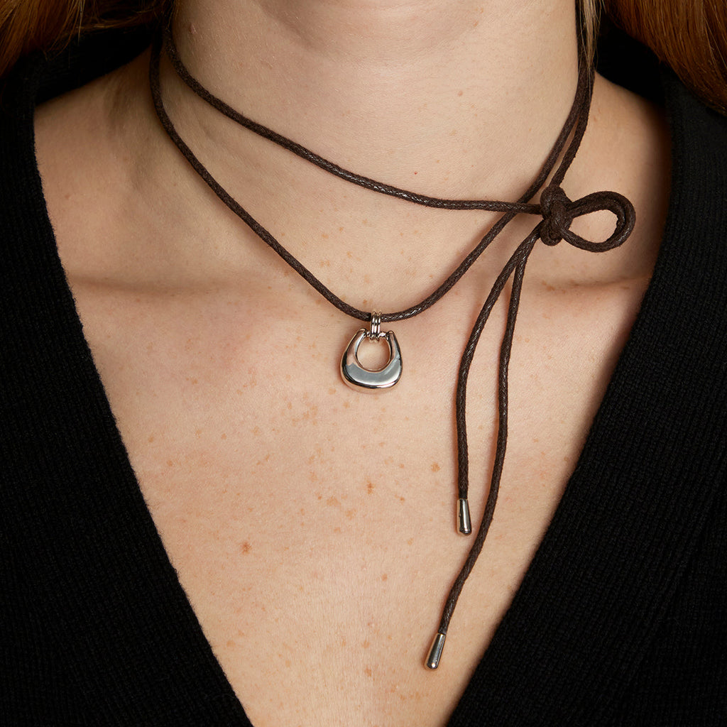 Hardware Pendant Cord Necklace in Silver