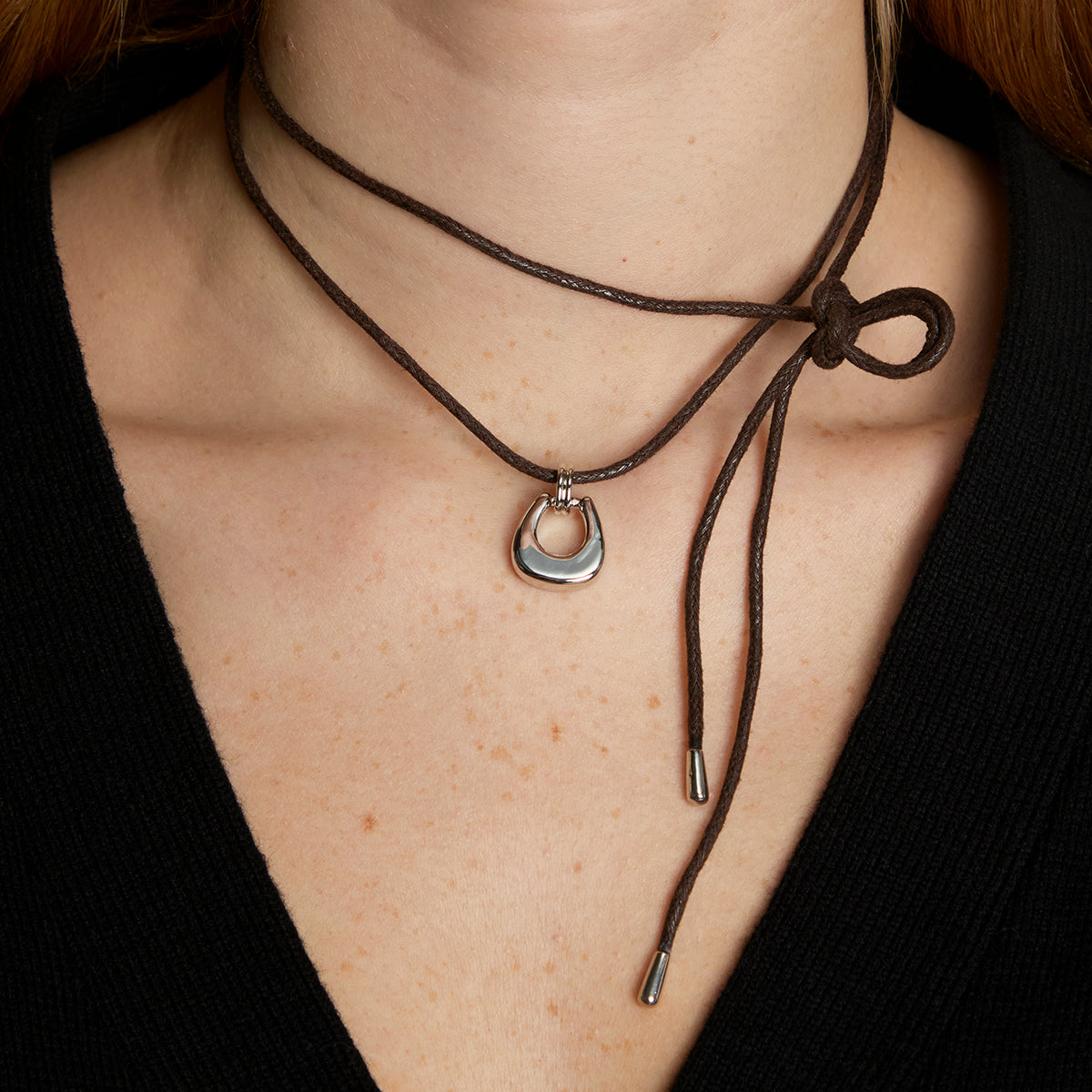 Hardware Pendant Cord Necklace in Silver