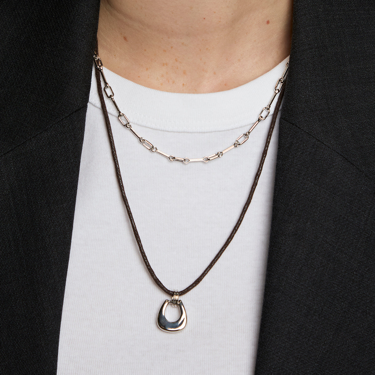 Hardware Pendant Cord Necklace in Silver