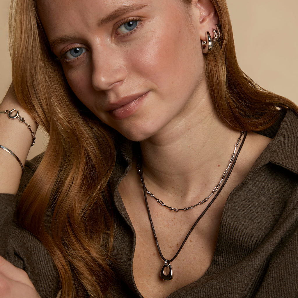 Hardware Pendant Cord Necklace in Silver