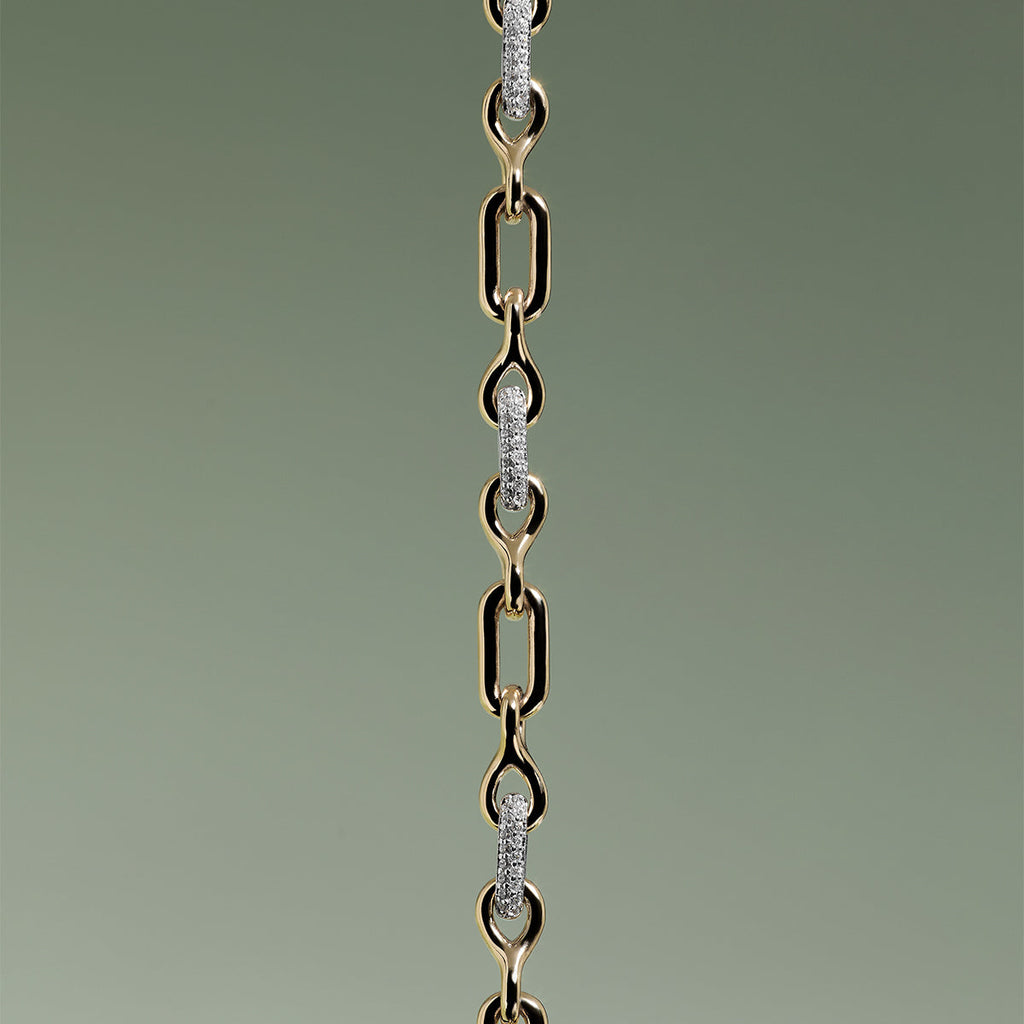 Pavé Chain Link Bracelet in Gold