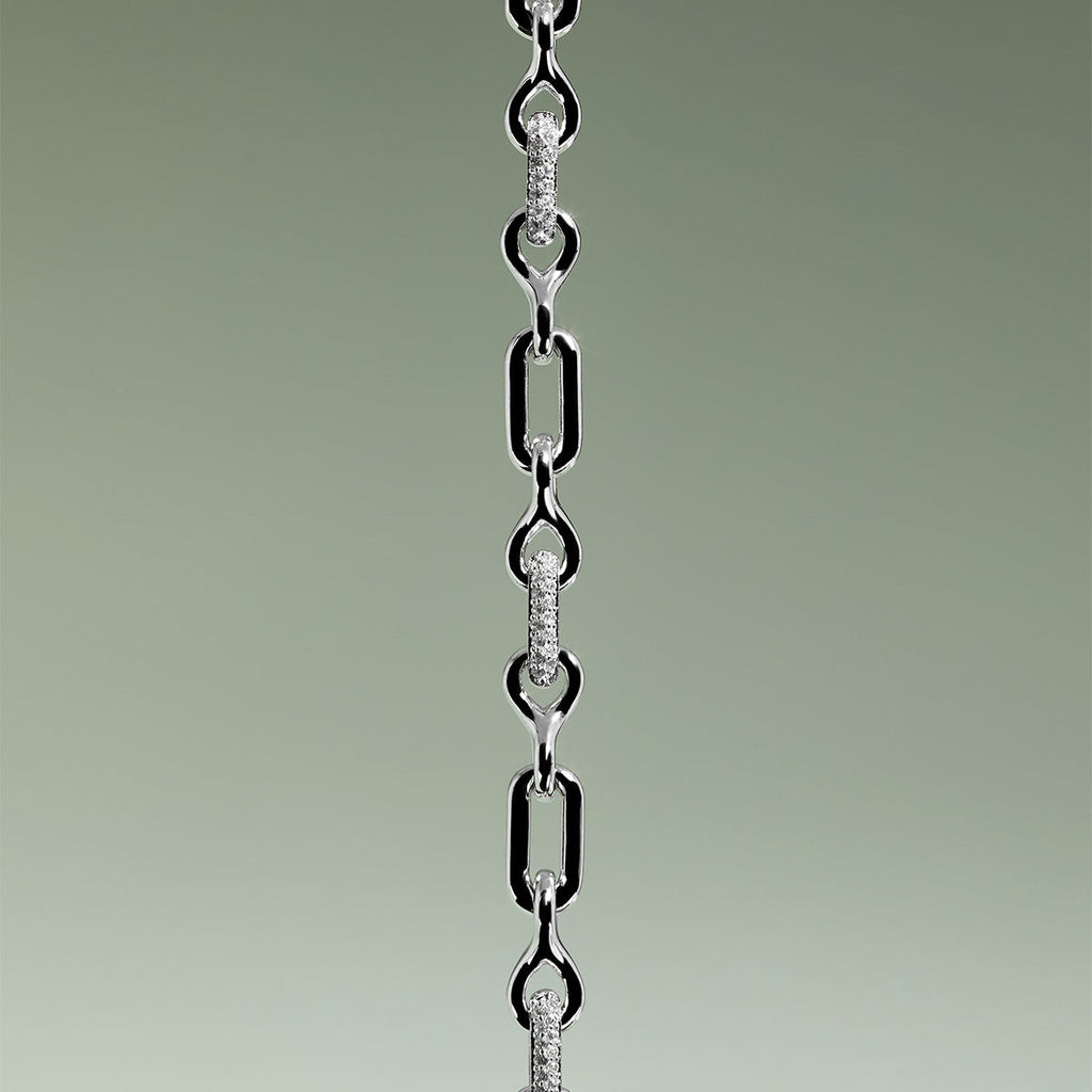 Pavé Chain Link Bracelet in Silver