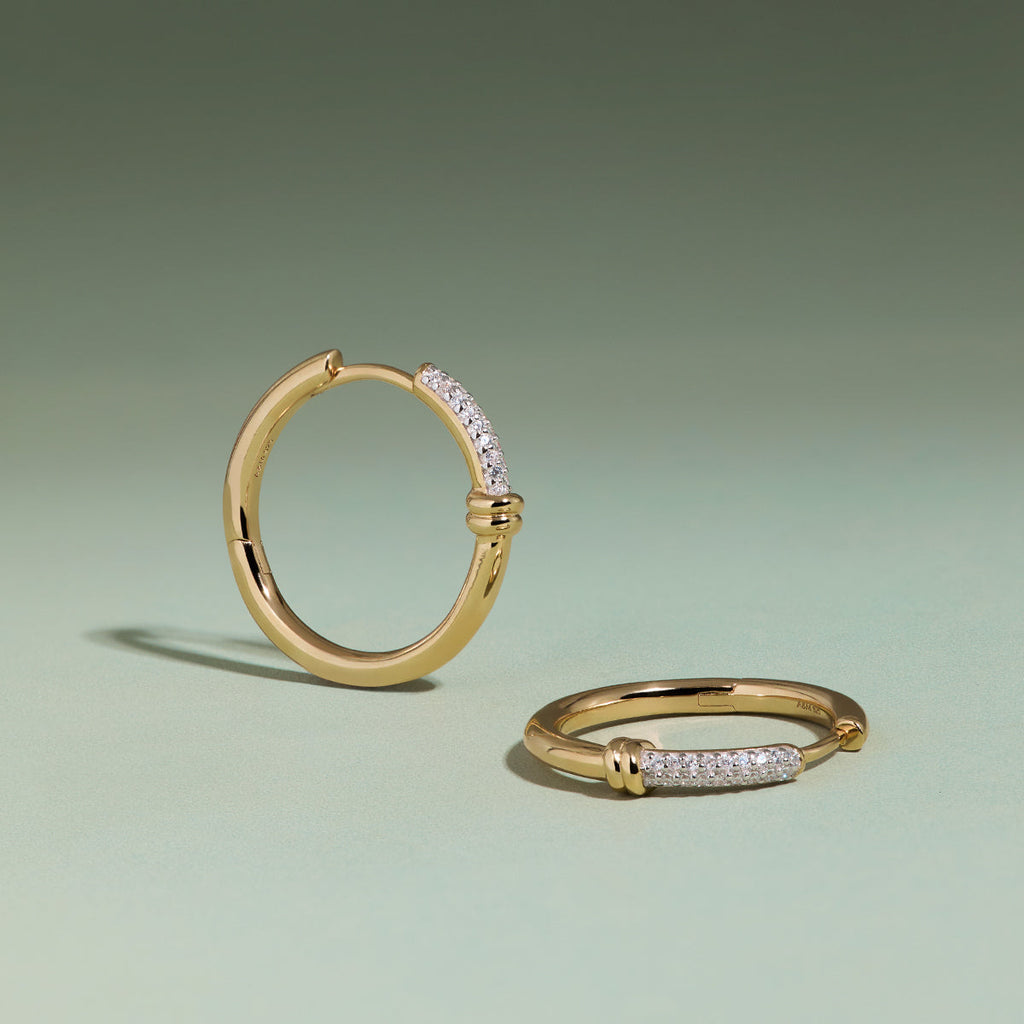 Pavé Knot Hoops in Gold
