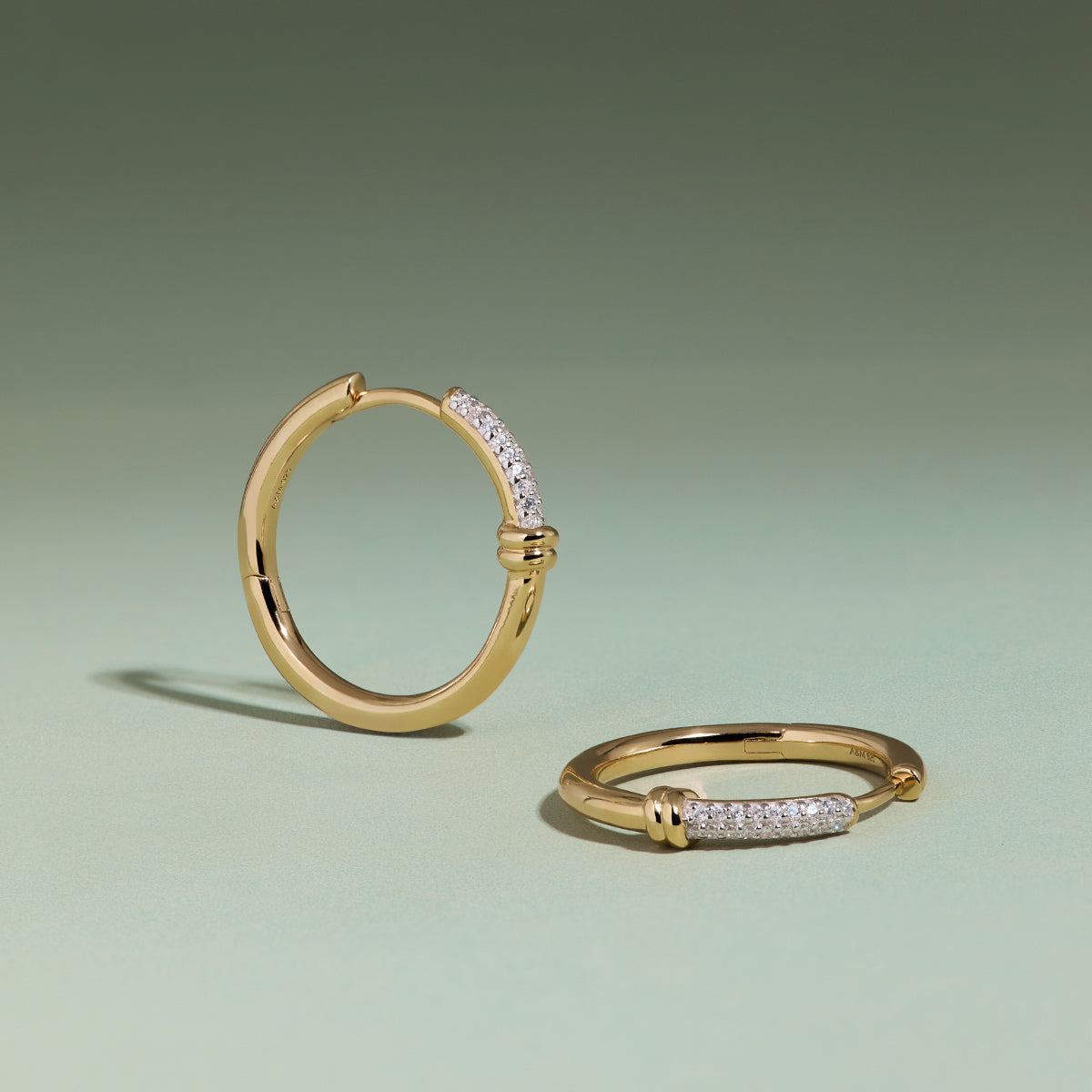 Pavé Knot Hoops in Gold