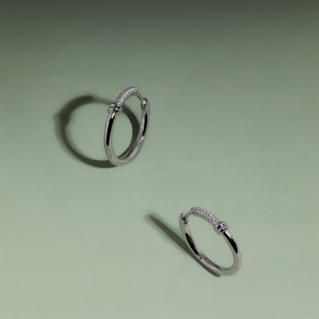 Pavé Knot Hoops in Silver