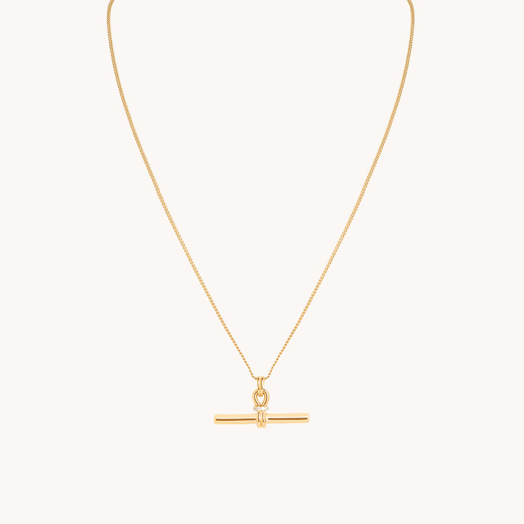 Hardware T-Bar Pendant Necklace in Gold