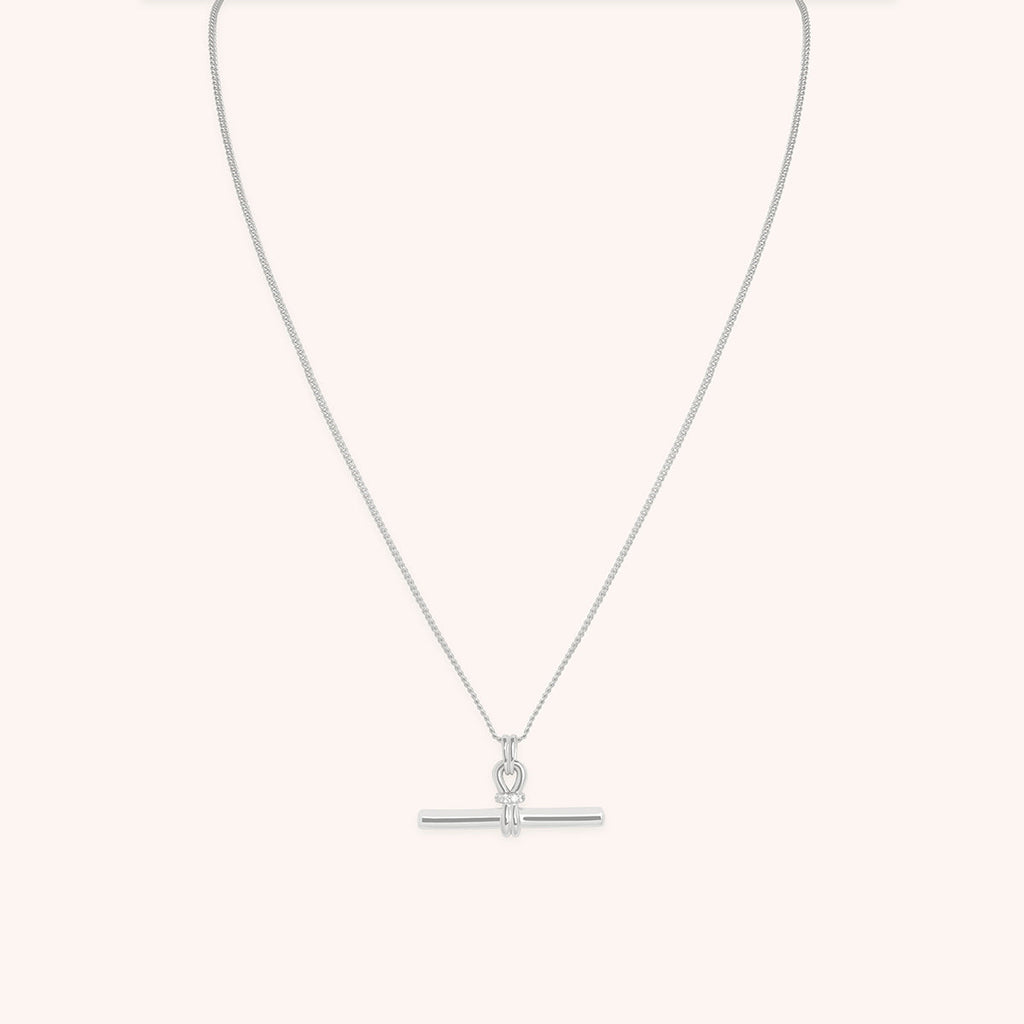 Hardware T-Bar Pendant Necklace in Silver