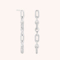 Pavé Chain Link Drop Studs in Silver