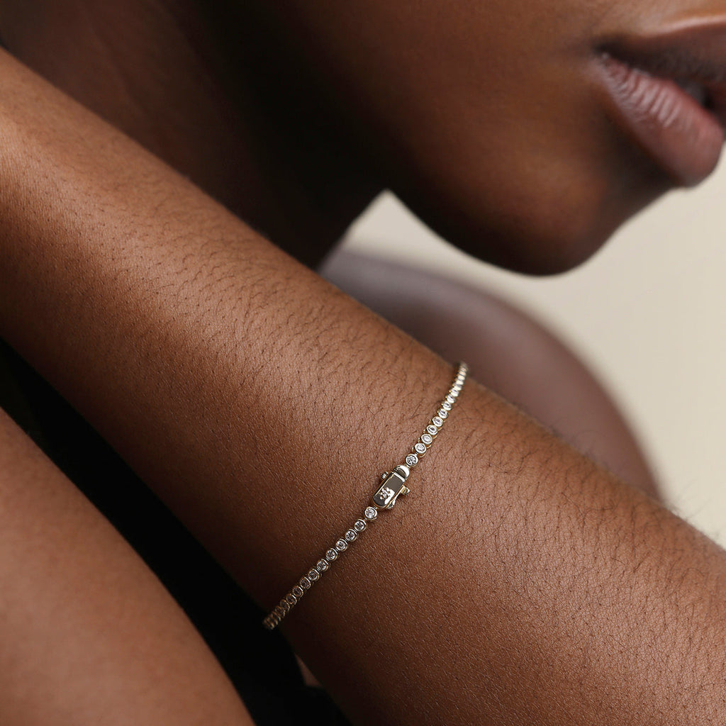 Lab Diamond Tennis Chain Bracelet in Solid Gold
