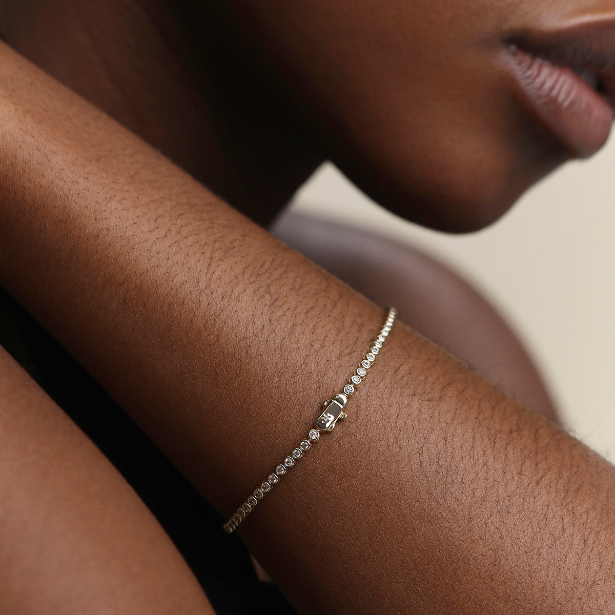 Lab Diamond Tennis Chain Bracelet in Solid Gold