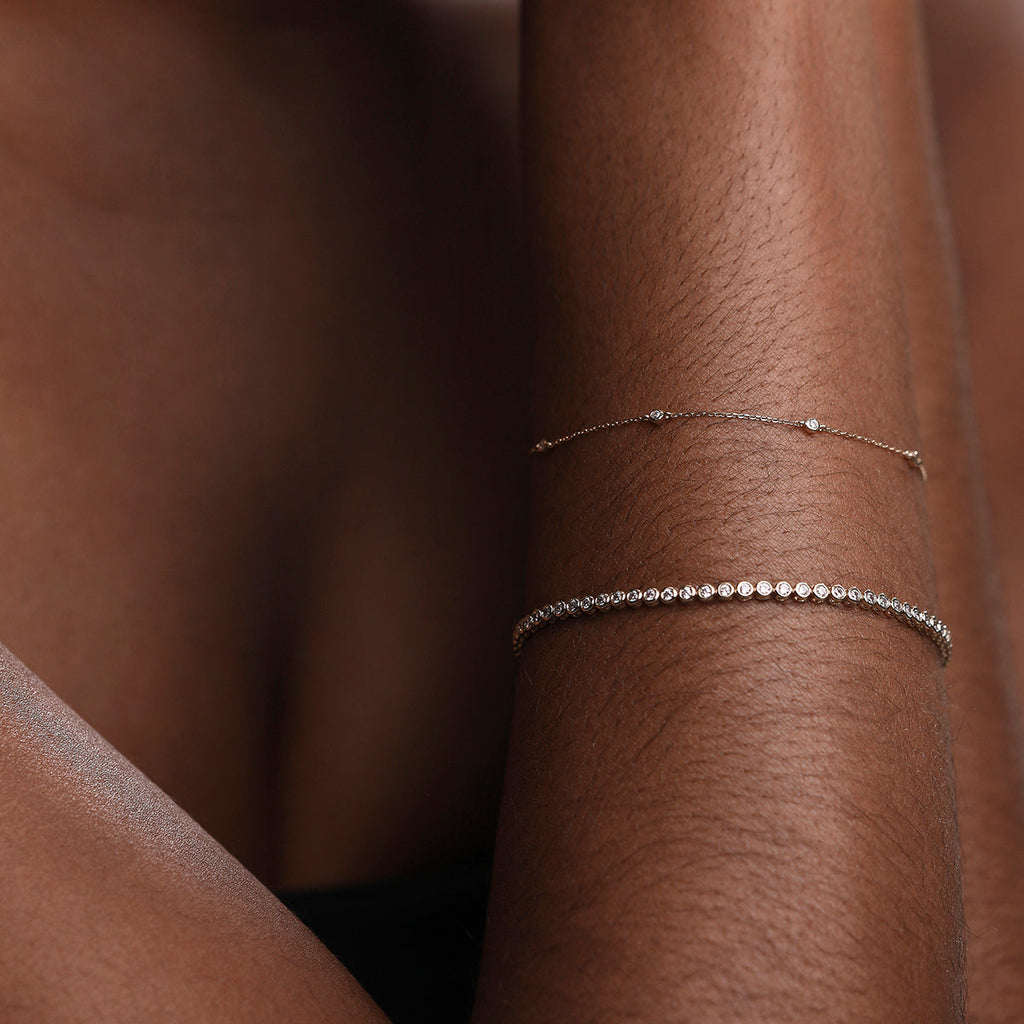 Lab Diamond Tennis Chain Bracelet in Solid Gold