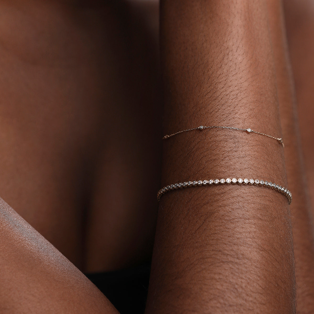 Lab Diamond Tennis Chain Bracelet in Solid Gold