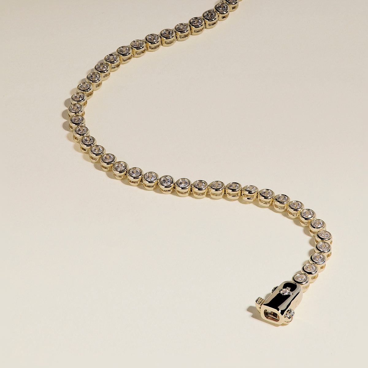 Lab Diamond Tennis Chain Bracelet in Solid Gold