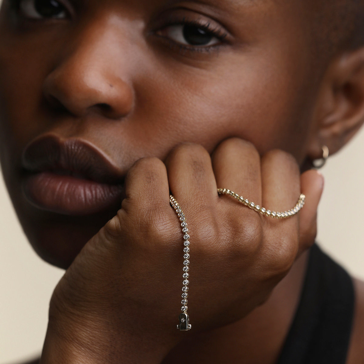 Lab Diamond Tennis Chain Bracelet in Solid Gold
