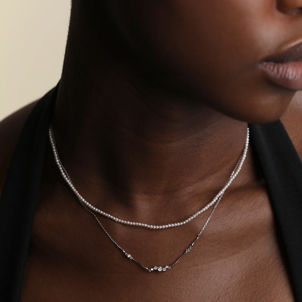 Pearl Necklace in Solid White Gold