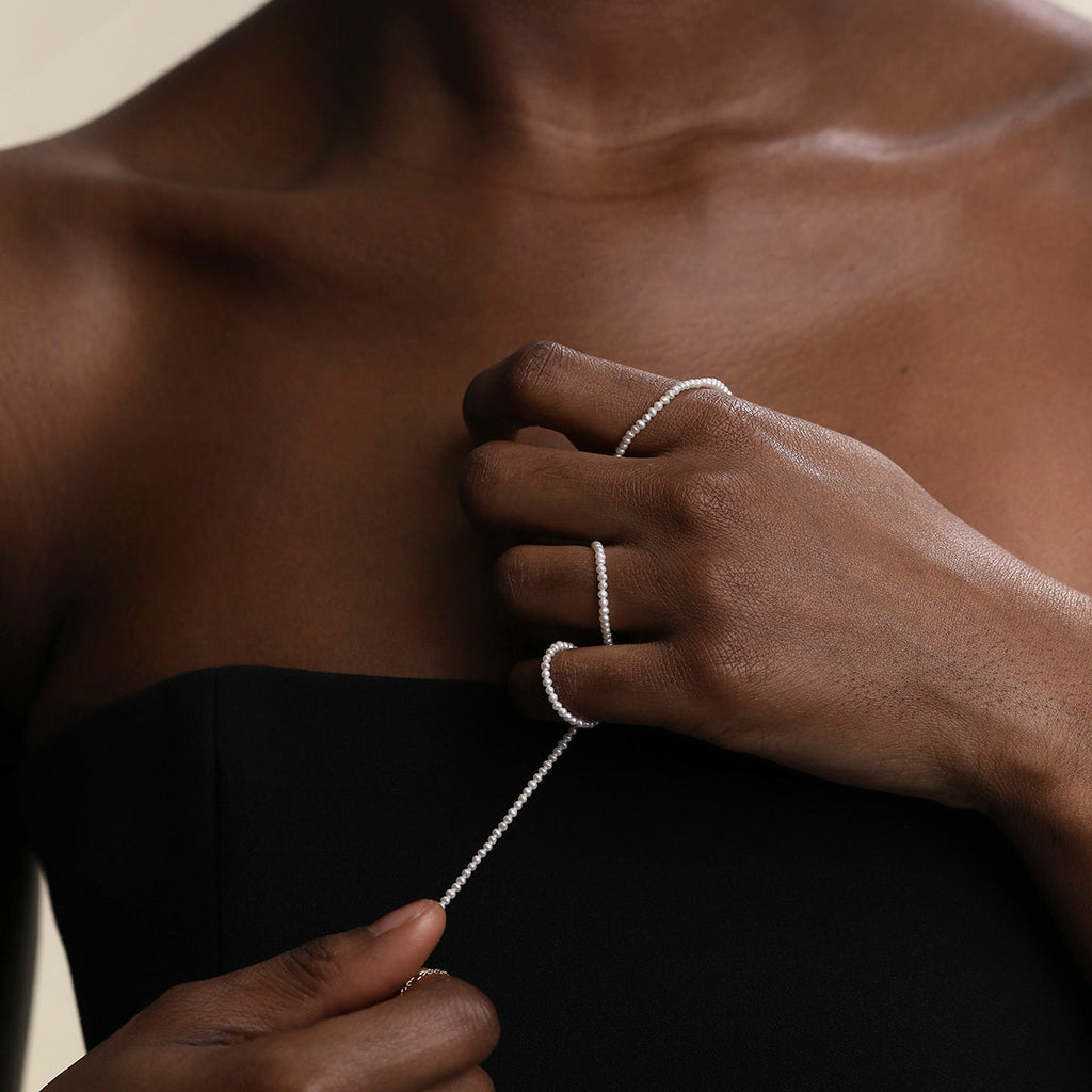 Pearl Necklace in Solid White Gold