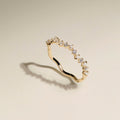 Diamond & Pearl Scalloped Ring in Solid Gold